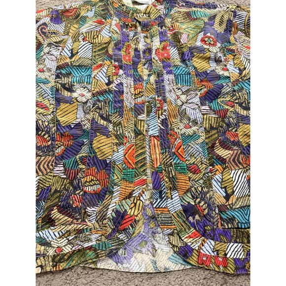 Chico's 100% Silk Jacket Size 2/Medium Open Front Multicolor Long Sleeve - Picture 6 of 7